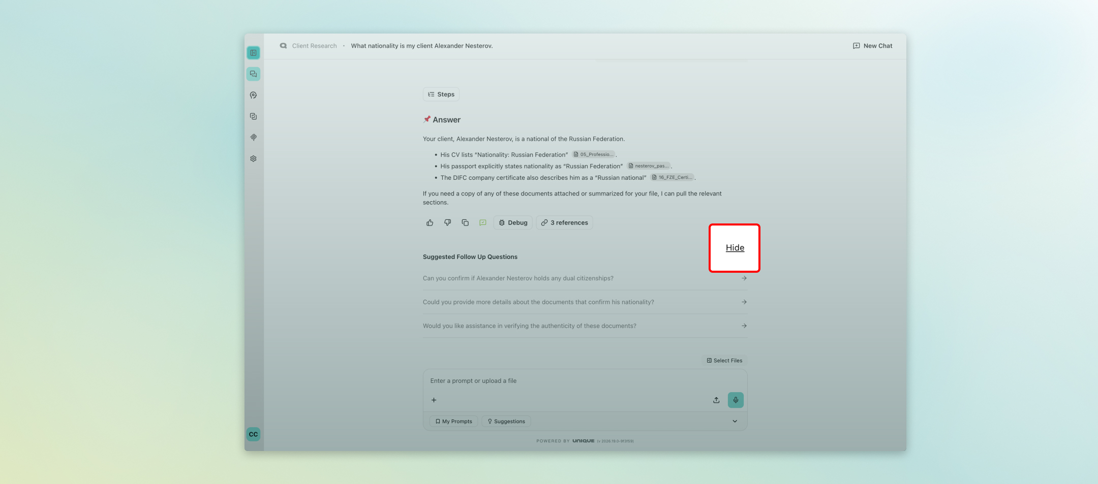 April 26 - Hide Suggested Followup questions